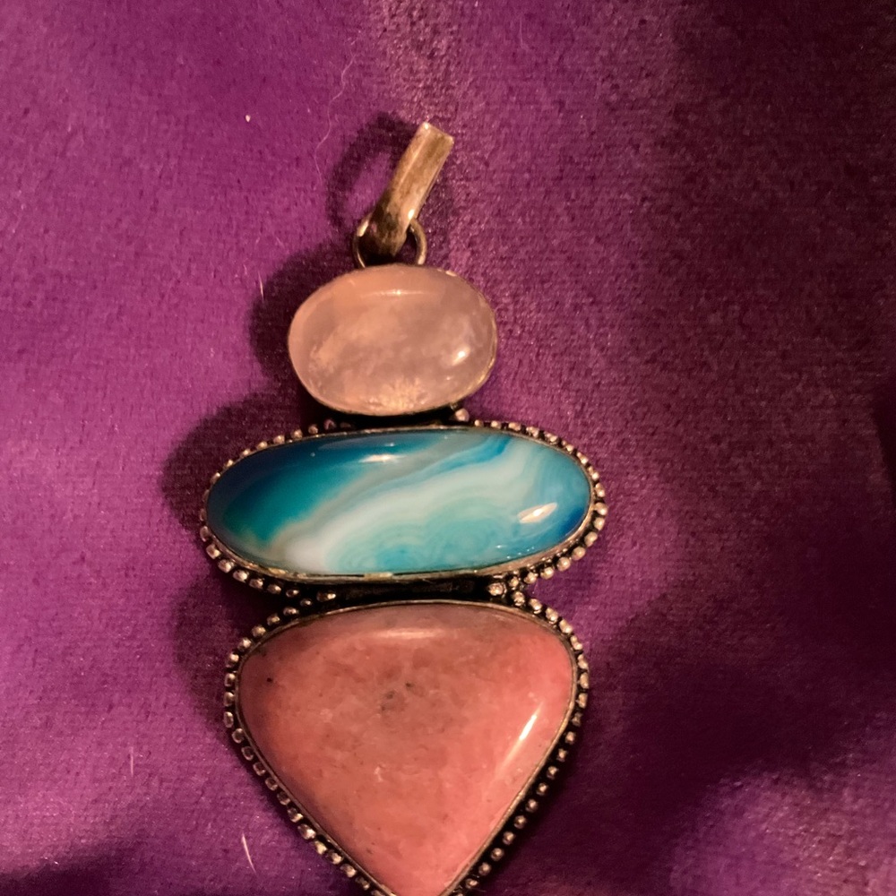 Elegant Pink and Blue Stone Pendant